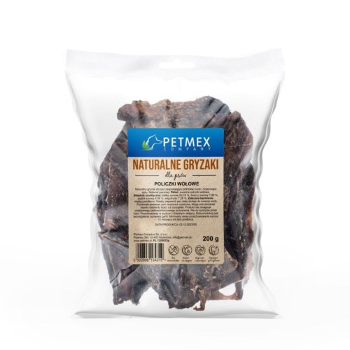 PETMEX policzki wołowe 200 g - gryzak naturalny dla psa w opakowaniu