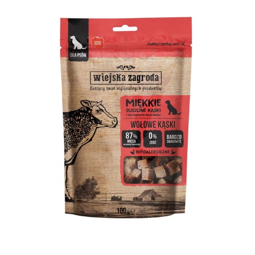 Wiejska Zagroda Przysmak dla psa Wołowe kąski 100 g – opakowanie miękkich wołowych kostek