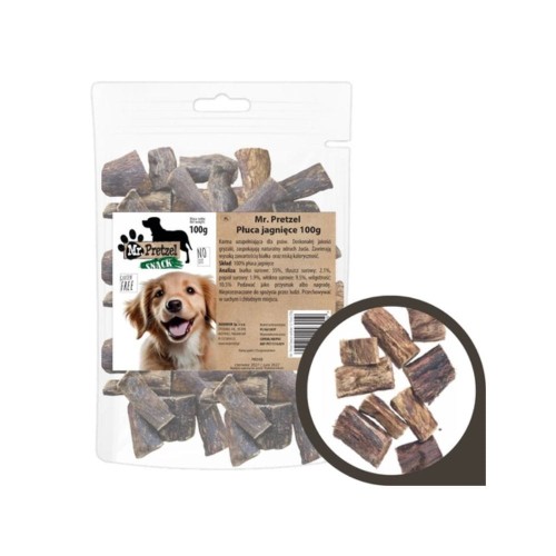 Mr. Pretzel Płuca jagnięce przysmak dla psa 100 g – opakowanie z suszonymi kawałkami płuc