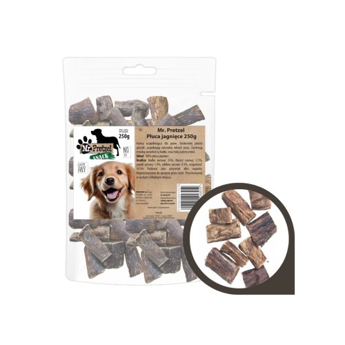 Mr. Pretzel Płuca jagnięce przysmak dla psa 250 g – opakowanie z suszonymi płucami