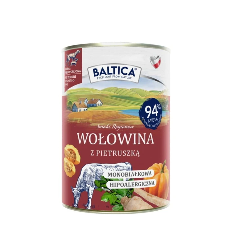 Baltica Smaki Regionów wołowina z pietruszką karma mokra dla psa puszka 400 g