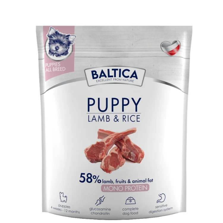 Baltica Puppy Lamb &amp; Rice 1 kg – opakowanie karmy suchej dla szczeniąt