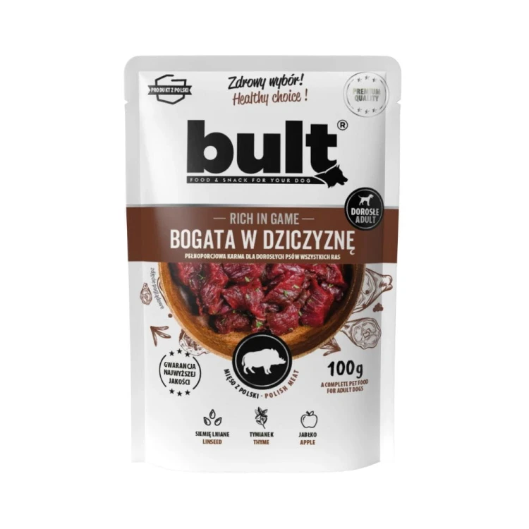 Saszetka karmy mokrej BULT z dziczyzną 100 g – opakowanie produktu