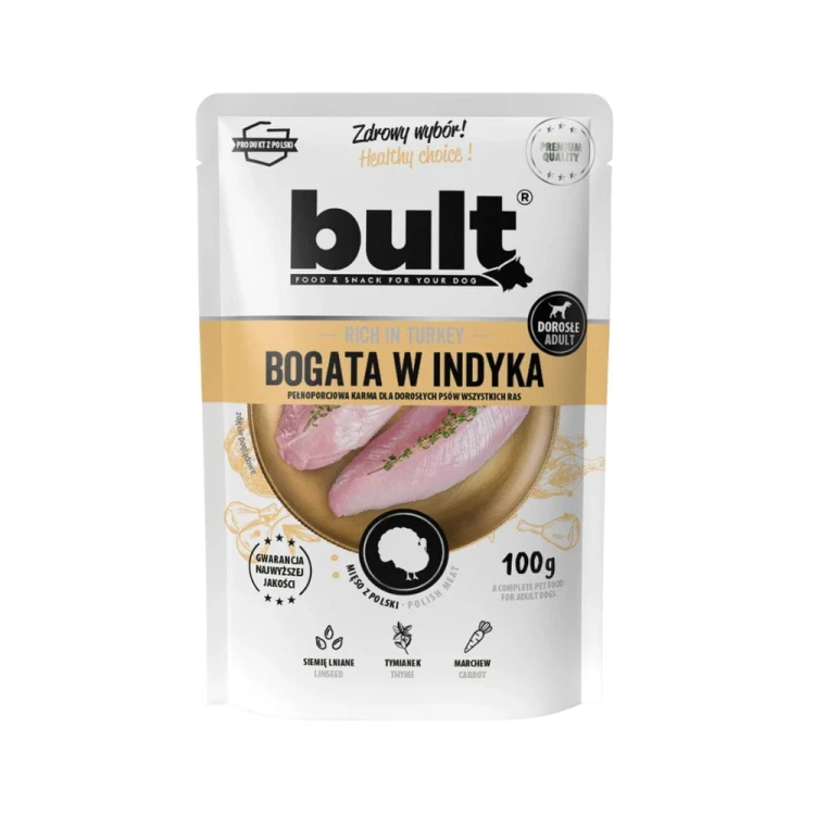 Saszetka karmy mokrej BULT z indykiem 100 g – opakowanie produktu