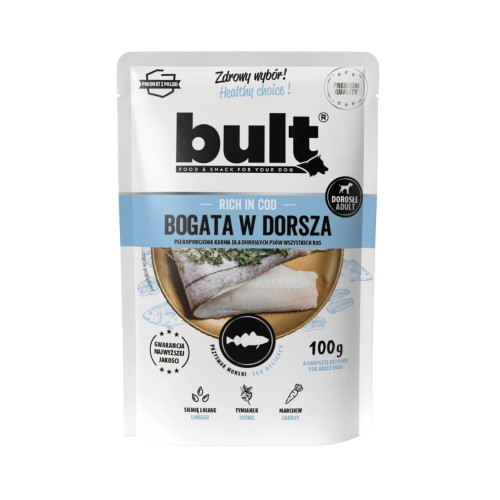 Saszetka karmy mokrej BULT z dorszem 100 g – opakowanie produktu