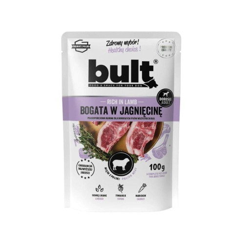 Saszetka karmy mokrej BULT z jagnięciną 100 g – opakowanie produktu