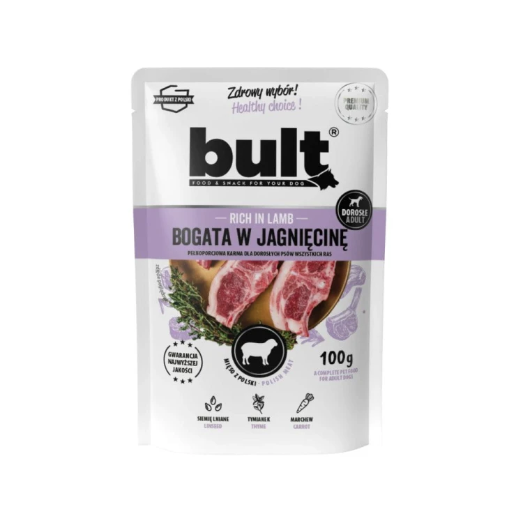 Saszetka karmy mokrej BULT z jagnięciną 100 g – opakowanie produktu