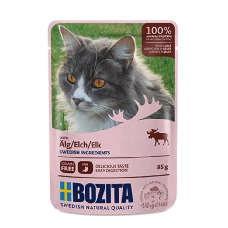 Bozita karma mokra dla kota kawałki w galaretce z łosiem 85 g – opakowanie produktu