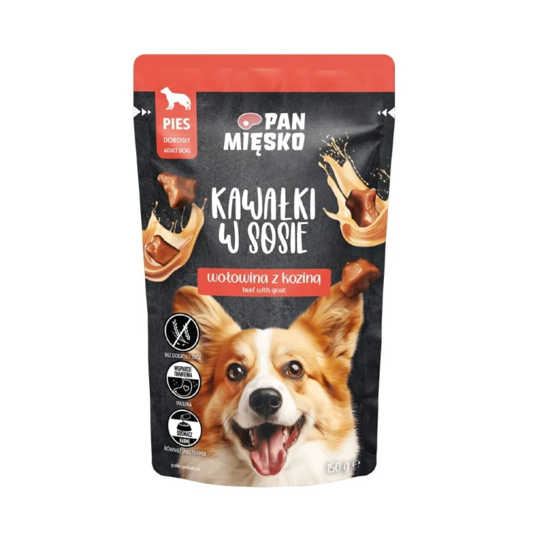 Saszetka Pan Mięsko Kawałki w Sosie wołowina z koziną 150 g