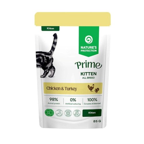 Nature’s Protection Prime Kitten Chicken and Turkey 85 g – opakowanie mokrej karmy dla kociąt