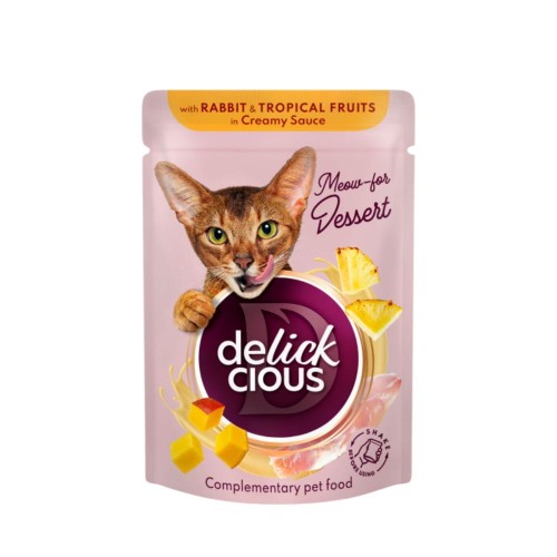 Delickcious karma uzupełniająca dla kota królik z owocami tropikalnymi w sosie saszetka 80 g