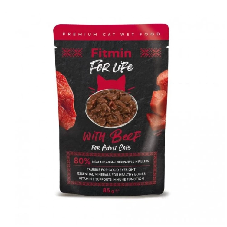 Fitmin For Life Fileciki z Wołowiną w Sosie – opakowanie saszetki 85 g