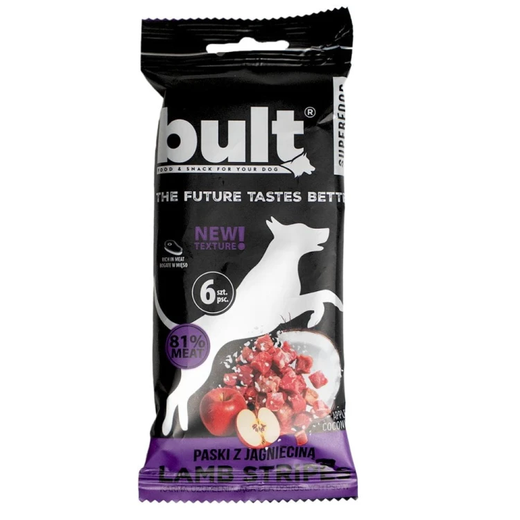 BULT Tasty Strips Superfoods z jagnięciną przysmak dla psa 60 g opakowanie
