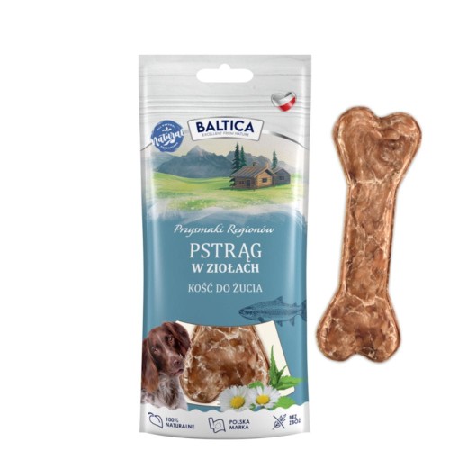 BALTICA kość do żucia dla psa z pstrągiem i ziołami opakowanie