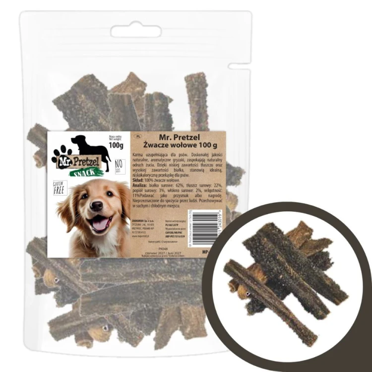 Mr. Pretzel żwacze wołowe dla psa 100 g opakowanie