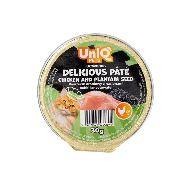 UNIQ PETS Delicious Pâté dla kota pasztet kurczak babka płesznik tacka 30 g