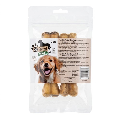 Mr. Pretzel kości prasowane dla psa ze żwaczem 12 cm opakowanie