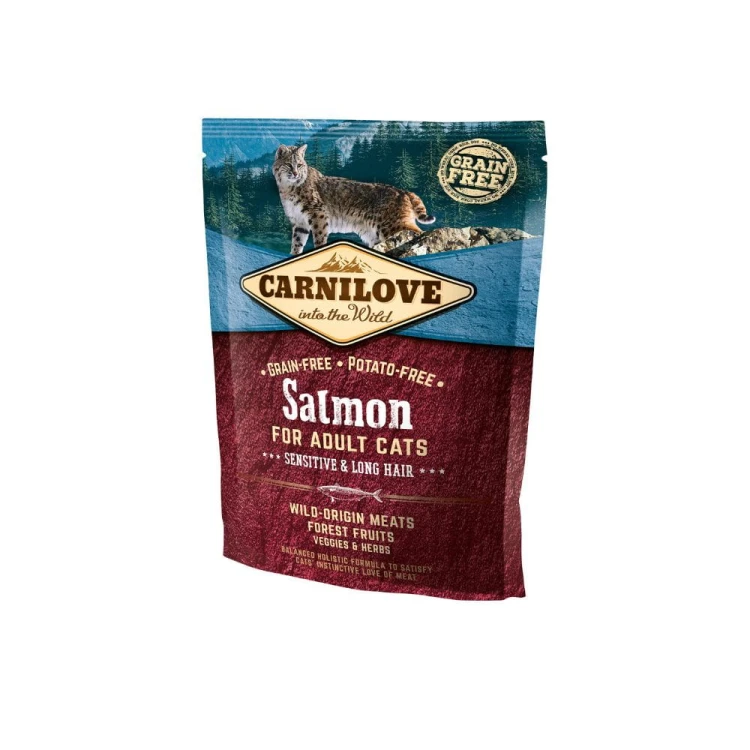 Carnilove Salmon for Adult Cats Sensitive &amp; Long Hair 400 g - opakowanie karmy dla kota