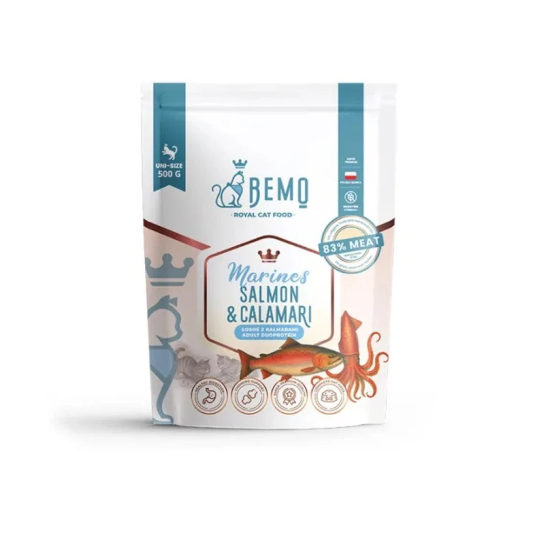 Bemo Cat Marines Salmon &amp; Calamari 500 g – opakowanie karmy suchej dla kota