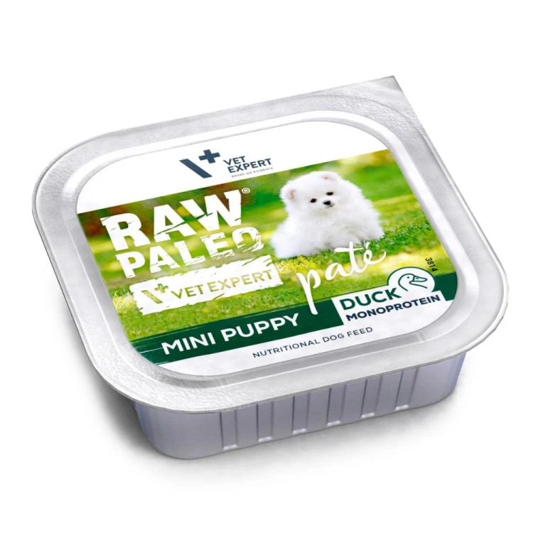 Vet Expert Raw Paleo Pate Mini Puppy kaczka 150 g – tacka mokrej karmy dla szczeniąt małych ras