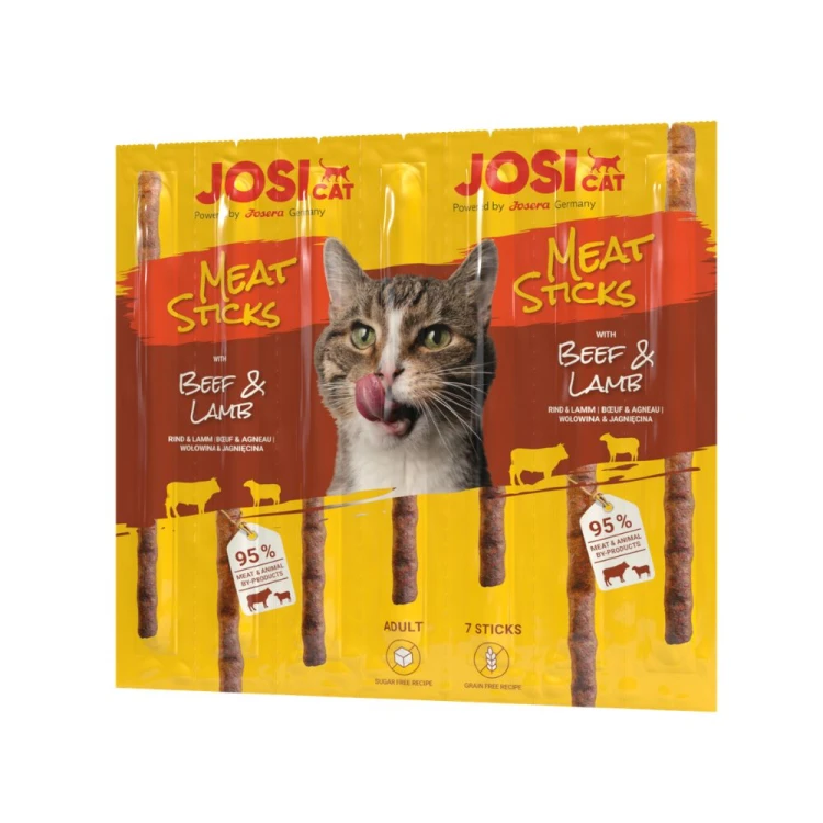 JosiCat Meat Sticks wołowina i jagnięcina - 7 oddzielnie pakowanych batonów dla kota