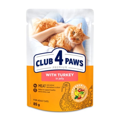 Saszetka Club 4 Paws Premium with Turkey in jelly dla dorosłych kotów 85 g