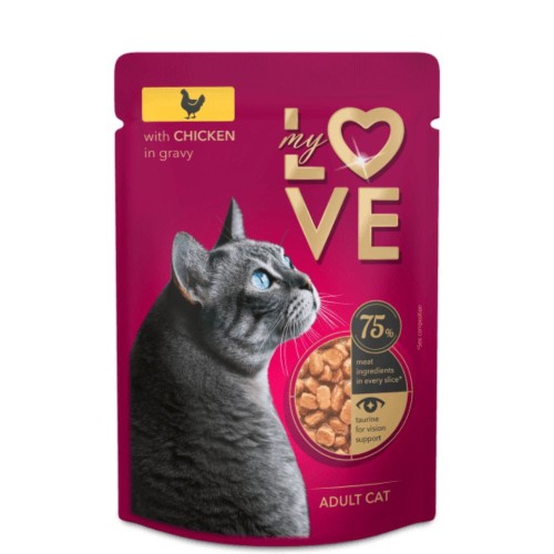 Saszetka My Love dla kota dorosłego kurczak w sosie 85 g