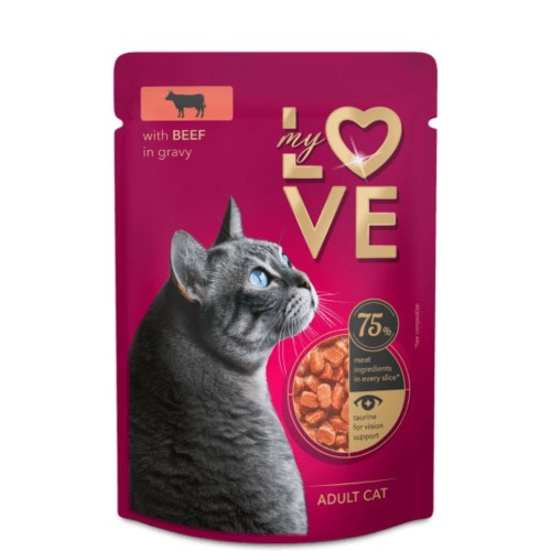 Saszetka My Love Adult Cat with Beef in gravy 85 g