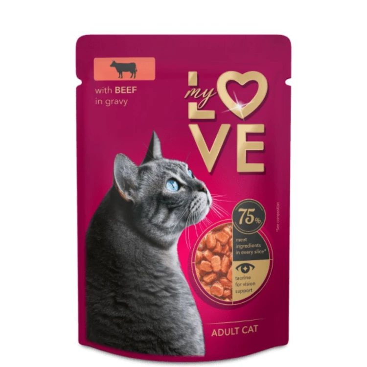 Saszetka My Love Adult Cat with Beef in gravy 85 g