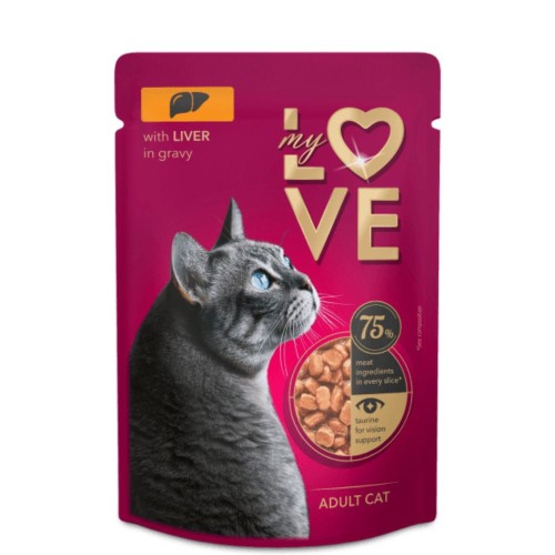 Saszetka My Love pełnoporcjowa karma dla dorosłych kotów z wątróbką w sosie