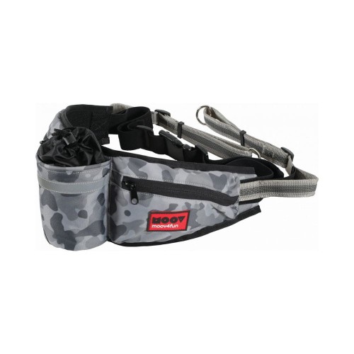 Szary pas biodrowy ZOLUX MOOV do biegania z psem z kieszenią na bidon