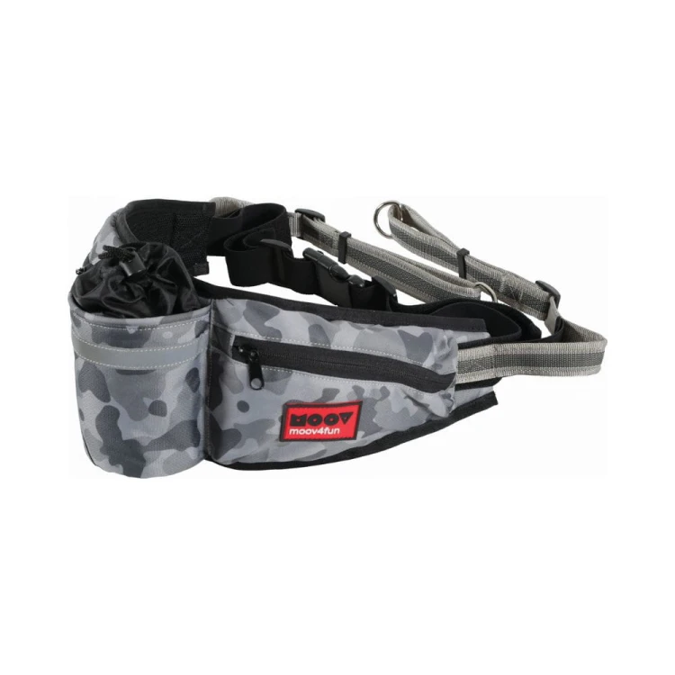 Szary pas biodrowy ZOLUX MOOV do biegania z psem z kieszenią na bidon