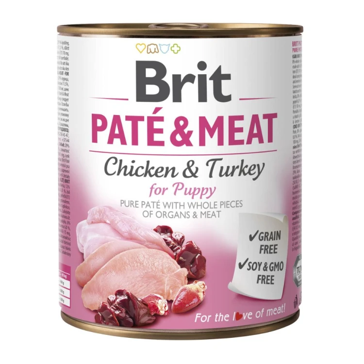 Puszka Brit Paté &amp; Meat Puppy Kurczak z Indykiem 800 g