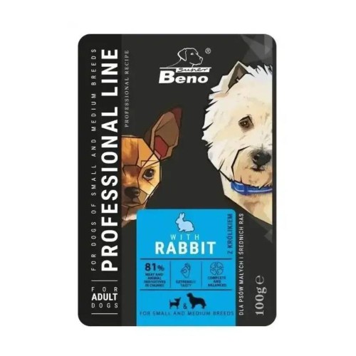 Saszetka Super Beno Professional Line With Rabbit dla dorosłych psów 100 g