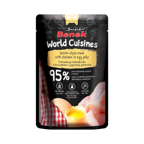 Super Benek World Cuisines karma mokra dla kota kurczak potrawka po holendersku 100 g - przód saszetki