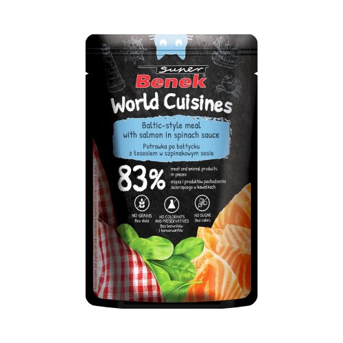 Super Benek World Cuisines karma mokra dla kota łosoś potrawka po bałtycku 100 g - opakowanie