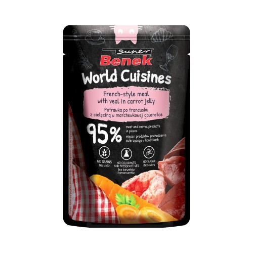 Super Benek World Cuisines Karma mokra dla kota Cielęcina potrawka po francusku 100 g – saszetka przód