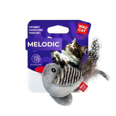 WAUCAT Fun interaktywna zabawka dla kota ptaszek z dźwiękiem pluszowa 13 cm