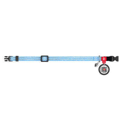 Niebieska obroża WAUCAT Re-cotton dla kota i małego psa 20–30 cm