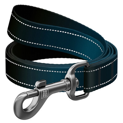 WAUDOG Nylon Mono smycz dla psa czarna odblaskowa 200 cm z metalowym karabińczykiem