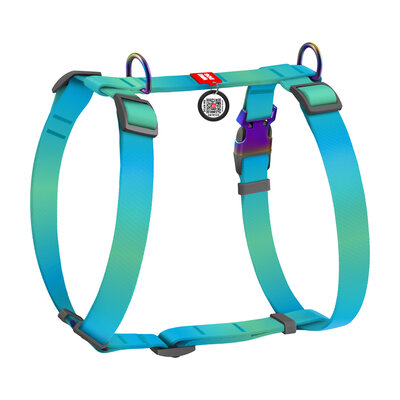 WAUDOG Nylon Recycled szelki anatomiczne dla psa niebieskie gradient rozmiar L widok z boku