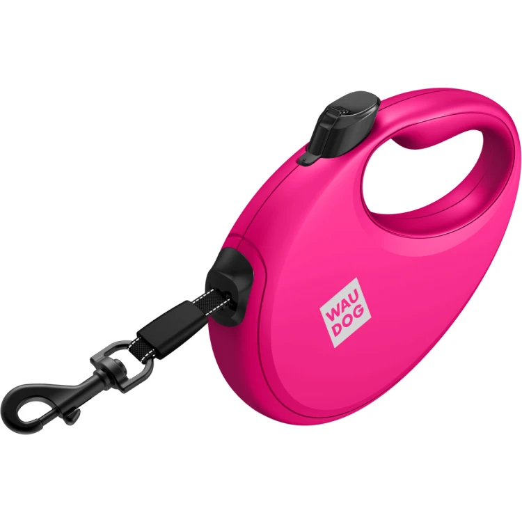 Smycz ruletka WAUDOG R-leash S różowa z odblaskową taśmą