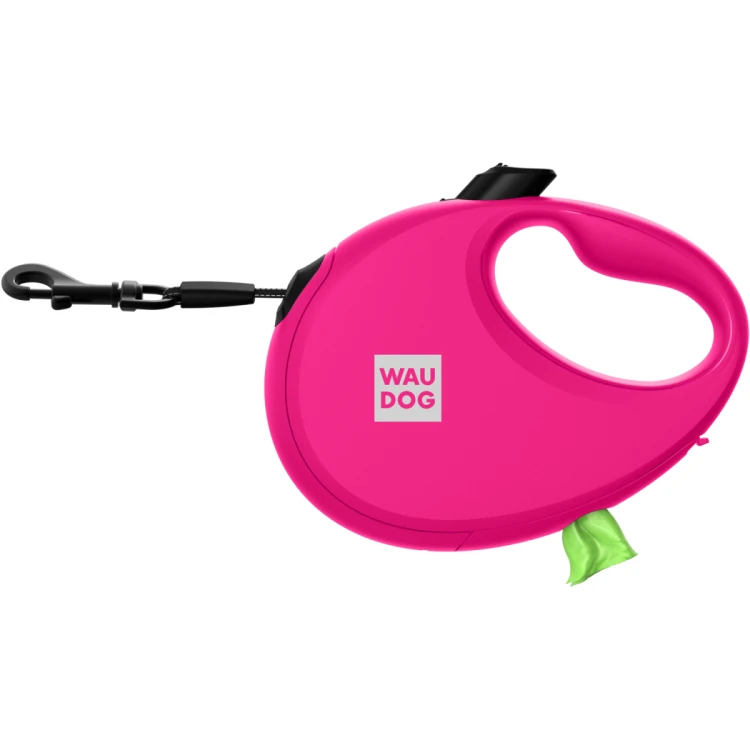 WAUDOG R-leash różowa smycz automatyczna dla psa 5 m widok z boku