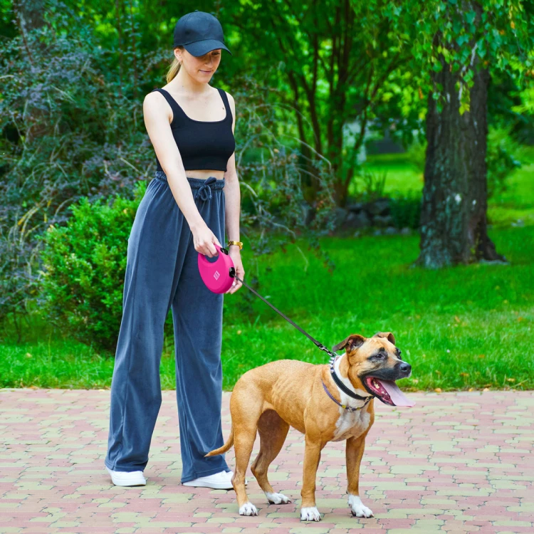 WAUDOG R-leash różowa smycz automatyczna dla psa podczas spaceru