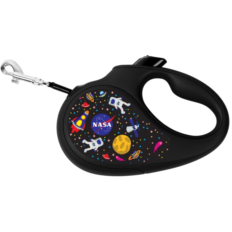 WAUDOG R-leash smycz automatyczna dla psa 5 m czarna wzór NASA rozmiar L