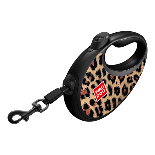 Smycz automatyczna WAUDOG R-leash dla psa z odblaskową taśmą Lampart L