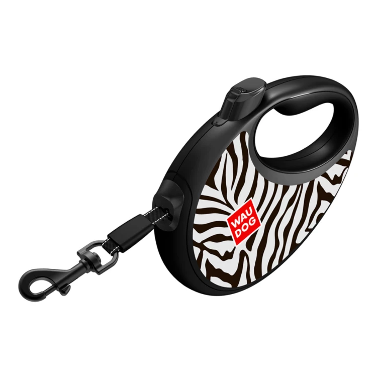 Smycz ruletka WAUDOG R-leash odblaskowa z pojemnikiem na worki Zebra M