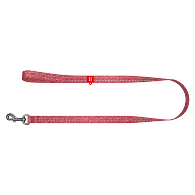 WAUDOG Re-cotton czerwona smycz dla psa 3 m odblaskowa – widok całej smyczy