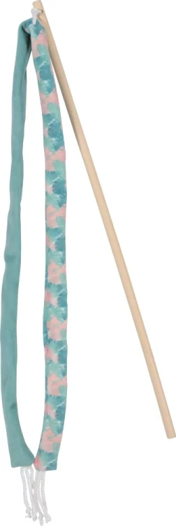 ZOLUX ETHICAT wędka dla kota ze wstążką Liście 45 cm z drewnianym patykiem i dwiema materiałowymi wstążkami