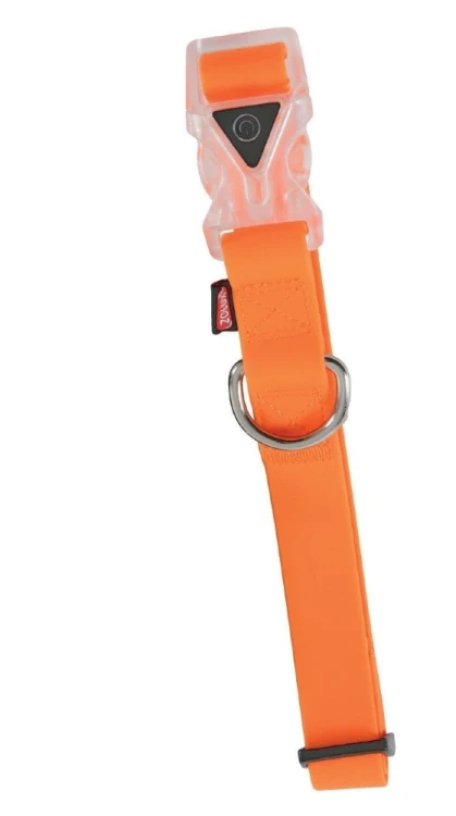 ZOLUX obroża dla psa silikonowa LED wodoodporna 43-68 cm pomarańczowa - widok całości